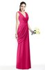 ColsBM Nora Fuschia Elegant A-line V-neck Sleeveless Zip up Sash Plus Size Bridesmaid Dresses