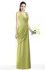 ColsBM Nora Linden Green Elegant A-line V-neck Sleeveless Zip up Sash Plus Size Bridesmaid Dresses