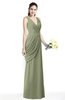 ColsBM Nora Moss Green Elegant A-line V-neck Sleeveless Zip up Sash Plus Size Bridesmaid Dresses