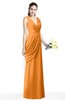 ColsBM Nora Orange Elegant A-line V-neck Sleeveless Zip up Sash Plus Size Bridesmaid Dresses