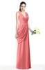 ColsBM Nora Shell Pink Elegant A-line V-neck Sleeveless Zip up Sash Plus Size Bridesmaid Dresses