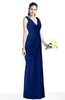 ColsBM Nora Sodalite Blue Elegant A-line V-neck Sleeveless Zip up Sash Plus Size Bridesmaid Dresses