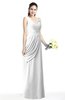 ColsBM Nora White Elegant A-line V-neck Sleeveless Zip up Sash Plus Size Bridesmaid Dresses