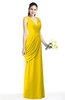 ColsBM Nora Yellow Elegant A-line V-neck Sleeveless Zip up Sash Plus Size Bridesmaid Dresses