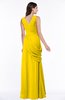 ColsBM Nora Yellow Elegant A-line V-neck Sleeveless Zip up Sash Plus Size Bridesmaid Dresses