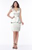 ColsBM Desiree Cloud White Classic Column V-neck Sleeveless Half Backless Sash Wedding Guest Dresses