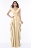 ColsBM Alice Apricot Gelato Mature V-neck Short Sleeve Chiffon Floor Length Plus Size Bridesmaid Dresses