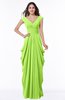 ColsBM Alice Bright Green Mature V-neck Short Sleeve Chiffon Floor Length Plus Size Bridesmaid Dresses