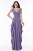 ColsBM Alice Chalk Violet Mature V-neck Short Sleeve Chiffon Floor Length Plus Size Bridesmaid Dresses
