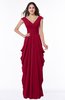 ColsBM Alice Dark Red Mature V-neck Short Sleeve Chiffon Floor Length Plus Size Bridesmaid Dresses