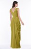 ColsBM Alice Golden Olive Mature V-neck Short Sleeve Chiffon Floor Length Plus Size Bridesmaid Dresses