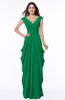ColsBM Alice Green Mature V-neck Short Sleeve Chiffon Floor Length Plus Size Bridesmaid Dresses