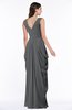 ColsBM Alice Grey Mature V-neck Short Sleeve Chiffon Floor Length Plus Size Bridesmaid Dresses