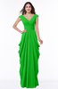 ColsBM Alice Jasmine Green Mature V-neck Short Sleeve Chiffon Floor Length Plus Size Bridesmaid Dresses