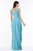 ColsBM Alice Light Blue Mature V-neck Short Sleeve Chiffon Floor Length Plus Size Bridesmaid Dresses