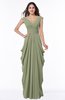 ColsBM Alice Moss Green Mature V-neck Short Sleeve Chiffon Floor Length Plus Size Bridesmaid Dresses