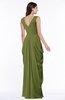 ColsBM Alice Olive Green Mature V-neck Short Sleeve Chiffon Floor Length Plus Size Bridesmaid Dresses