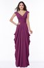 ColsBM Alice Raspberry Mature V-neck Short Sleeve Chiffon Floor Length Plus Size Bridesmaid Dresses