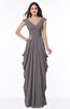 ColsBM Alice Ridge Grey Mature V-neck Short Sleeve Chiffon Floor Length Plus Size Bridesmaid Dresses