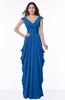 ColsBM Alice Royal Blue Mature V-neck Short Sleeve Chiffon Floor Length Plus Size Bridesmaid Dresses