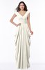 ColsBM Alice Whisper White Mature V-neck Short Sleeve Chiffon Floor Length Plus Size Bridesmaid Dresses