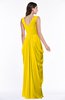 ColsBM Alice Yellow Mature V-neck Short Sleeve Chiffon Floor Length Plus Size Bridesmaid Dresses