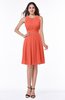 ColsBM Daphne Living Coral Elegant A-line Jewel Half Backless Chiffon Knee Length Prom Dresses