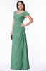 ColsBM Clare Beryl Green Modest Sweetheart Short Sleeve Floor Length Pleated Plus Size Bridesmaid Dresses