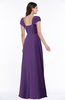 ColsBM Clare Dark Purple Modest Sweetheart Short Sleeve Floor Length Pleated Plus Size Bridesmaid Dresses