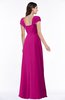 ColsBM Clare Hot Pink Modest Sweetheart Short Sleeve Floor Length Pleated Plus Size Bridesmaid Dresses