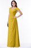 ColsBM Clare Lemon Curry Modest Sweetheart Short Sleeve Floor Length Pleated Plus Size Bridesmaid Dresses