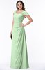 ColsBM Clare Light Green Modest Sweetheart Short Sleeve Floor Length Pleated Plus Size Bridesmaid Dresses