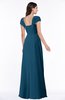 ColsBM Clare Moroccan Blue Modest Sweetheart Short Sleeve Floor Length Pleated Plus Size Bridesmaid Dresses