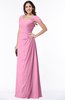 ColsBM Clare Pink Modest Sweetheart Short Sleeve Floor Length Pleated Plus Size Bridesmaid Dresses