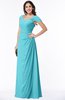ColsBM Clare Turquoise Modest Sweetheart Short Sleeve Floor Length Pleated Plus Size Bridesmaid Dresses