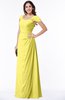 ColsBM Clare Yellow Iris Modest Sweetheart Short Sleeve Floor Length Pleated Plus Size Bridesmaid Dresses