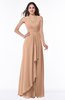 ColsBM Melody Almost Apricot Glamorous A-line Sleeveless Zipper Chiffon Floor Length Plus Size Bridesmaid Dresses