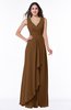 ColsBM Melody Brown Glamorous A-line Sleeveless Zipper Chiffon Floor Length Plus Size Bridesmaid Dresses