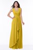ColsBM Melody Lemon Curry Glamorous A-line Sleeveless Zipper Chiffon Floor Length Plus Size Bridesmaid Dresses
