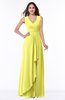 ColsBM Melody Pale Yellow Glamorous A-line Sleeveless Zipper Chiffon Floor Length Plus Size Bridesmaid Dresses