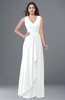 ColsBM Melody White Glamorous A-line Sleeveless Zipper Chiffon Floor Length Plus Size Bridesmaid Dresses