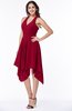 ColsBM Delaney Dark Red Cute A-line Sleeveless Zip up Chiffon Tea Length Plus Size Bridesmaid Dresses