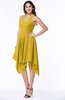 ColsBM Delaney Lemon Curry Cute A-line Sleeveless Zip up Chiffon Tea Length Plus Size Bridesmaid Dresses