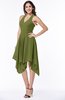 ColsBM Delaney Olive Green Cute A-line Sleeveless Zip up Chiffon Tea Length Plus Size Bridesmaid Dresses