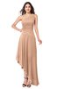 ColsBM Angela Almost Apricot Simple A-line One Shoulder Half Backless Ruching Plus Size Bridesmaid Dresses