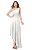 ColsBM Angela Cloud White Simple A-line One Shoulder Half Backless Ruching Plus Size Bridesmaid Dresses