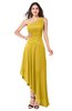 ColsBM Angela Lemon Curry Simple A-line One Shoulder Half Backless Ruching Plus Size Bridesmaid Dresses
