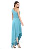 ColsBM Angela Light Blue Simple A-line One Shoulder Half Backless Ruching Plus Size Bridesmaid Dresses