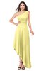 ColsBM Angela Pastel Yellow Simple A-line One Shoulder Half Backless Ruching Plus Size Bridesmaid Dresses