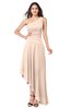 ColsBM Angela Peach Puree Simple A-line One Shoulder Half Backless Ruching Plus Size Bridesmaid Dresses